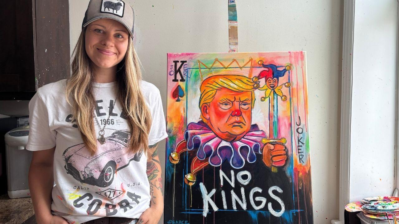 Stratford Artist Turns Donald Trump Into Playing Card for “No Kings” Message