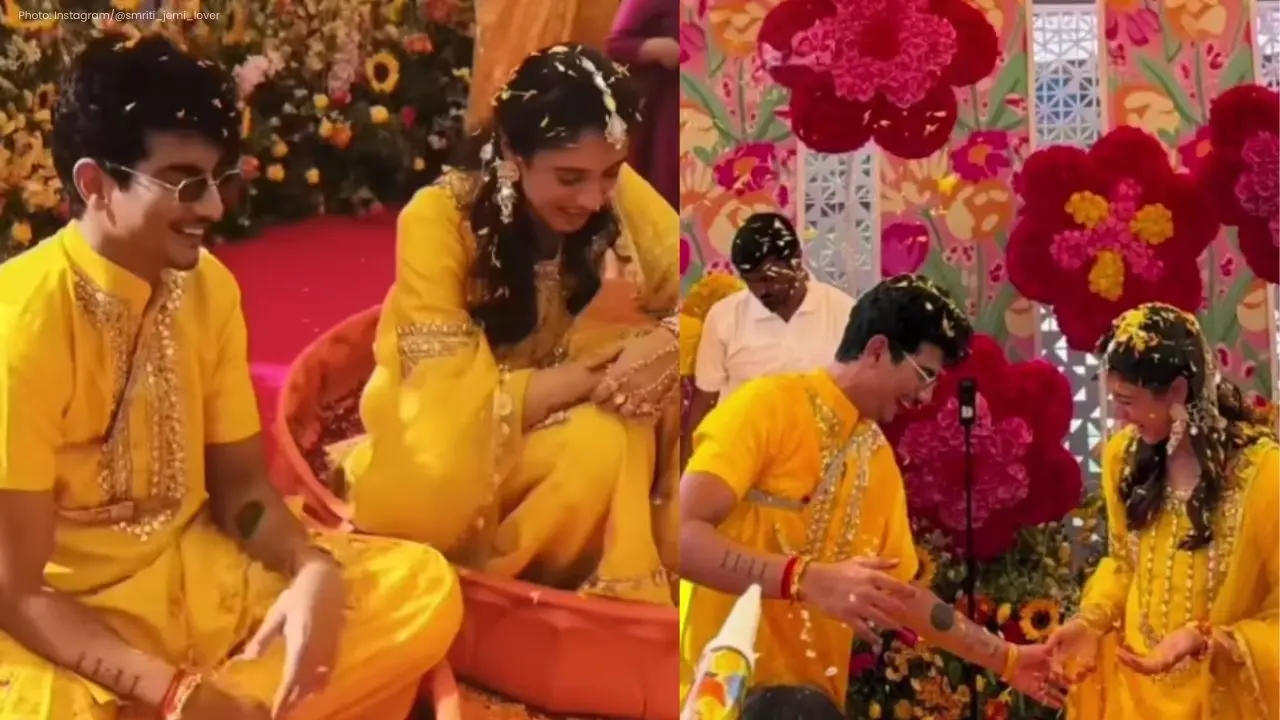 Radiant Haldi Ceremony for Palash Muchhal and Smriti Mandhana