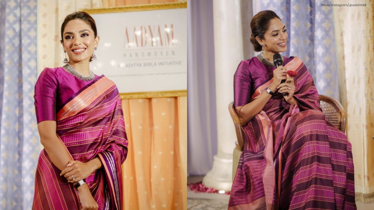 Sobhita Dhulipala Turns Heads in Regal Magenta Saree
