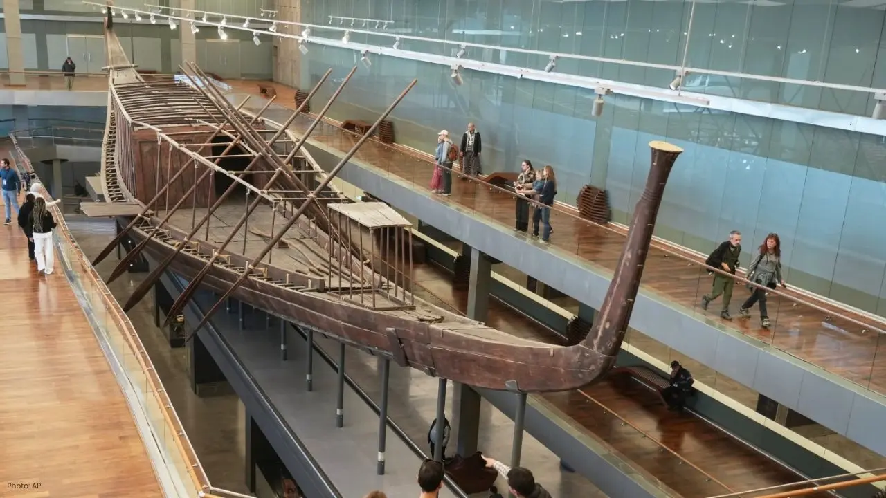 Live Assembly of Khufu's Ancient Solar Boat at the Grand Egyptian Museum