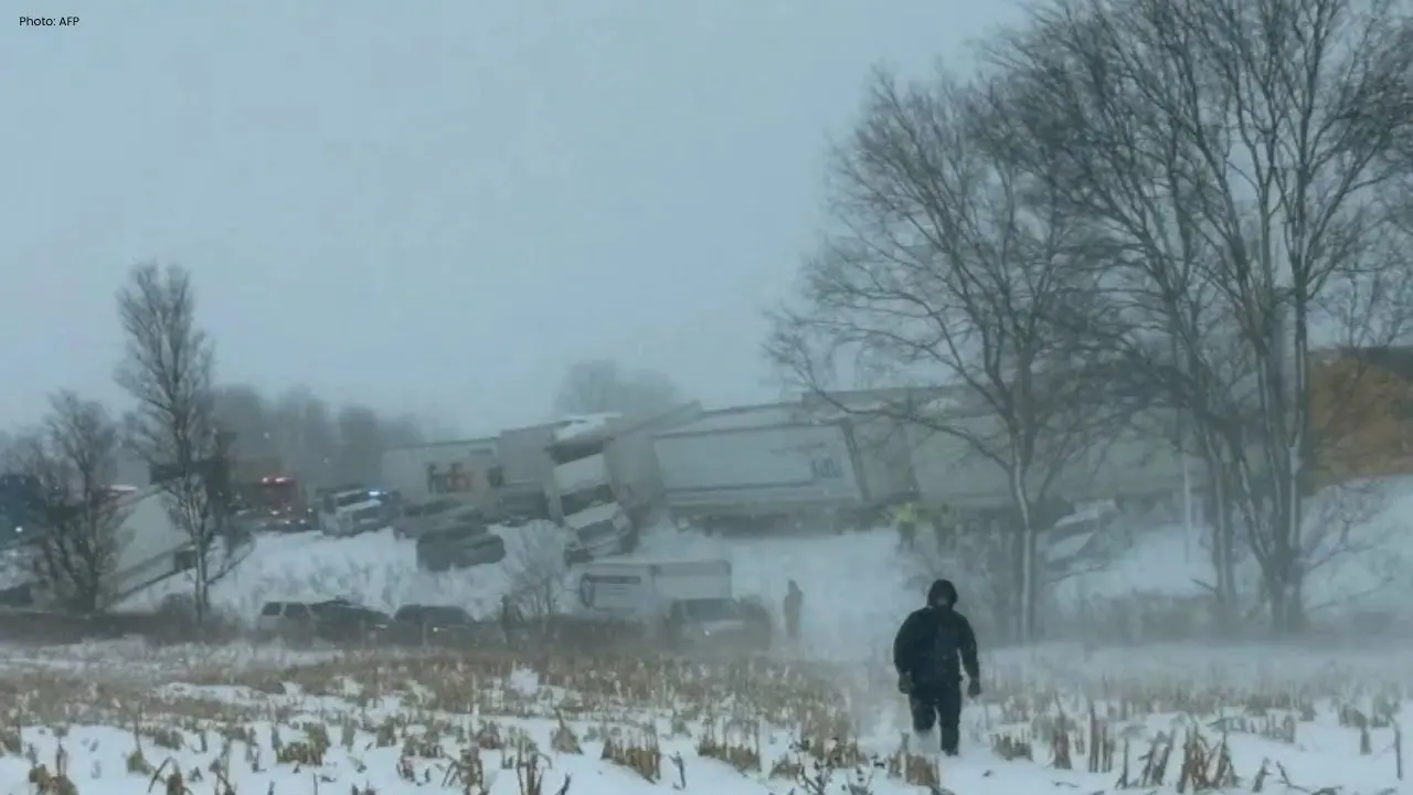 Major Snowstorm Causes 100-Vehicle Pileup on Michigan Interstate