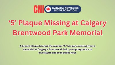 ‘5’ Plaque Missing at Calgary Brentwood Park…